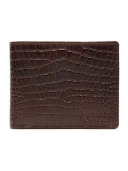 Teakwood - Men Brown Croco Texture Leather Bi-Fold Wallet