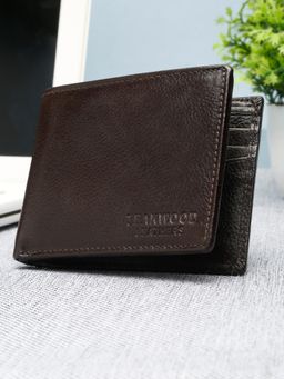 Teakwood - Men Dark Brown Leather Two-Fold Wallet