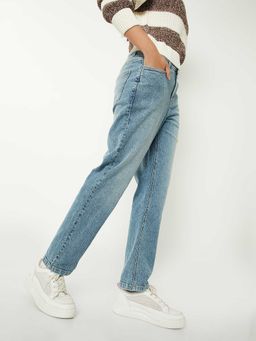 max - Blue Solid Cotton Blend Regular Jeans