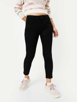 max - Black Solid Cotton Blend Skinny Jeans
