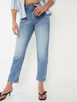 max - Blue Solid Pure Cotton Regular Jeans