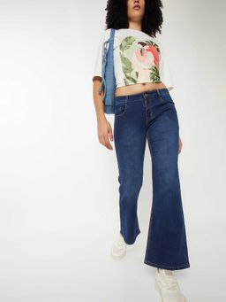 max - Blue Solid Cotton Blend Regular Jeans