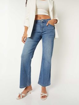 max - Blue Solid Cotton Blend Regular Jeans