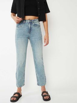 max - Blue Solid Pure Cotton Regular Jeans