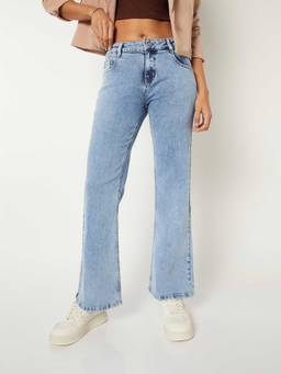 max - Blue Solid Cotton Blend Regular Jeans
