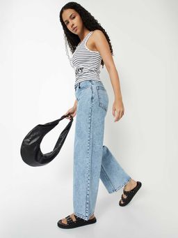 max - Blue Solid Pure Cotton Regular Jeans