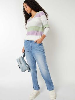 max - Blue Solid Cotton Blend Regular Jeans