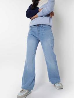 max - Blue Solid Cotton Blend Regular Jeans