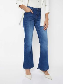 max - Blue Solid Cotton Blend Regular Jeans