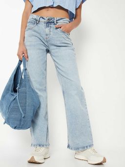 max - Blue Solid Cotton Blend Regular Jeans