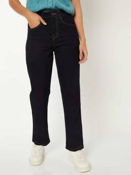 max - Blue Solid Cotton Blend Regular Jeans