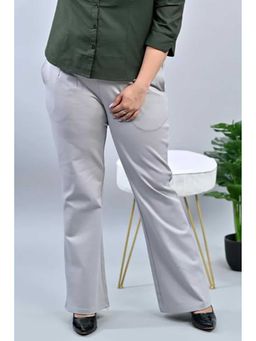 MLADA - Grey Solid Cotton Regular Trouser
