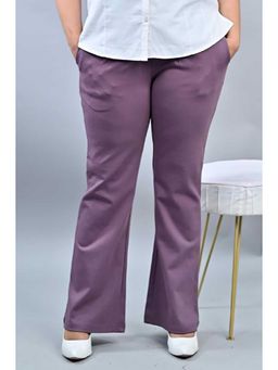 MLADA - Purple Solid Cotton Regular Trouser