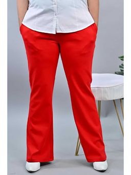 MLADA - Orange Solid Cotton Regular Trouser