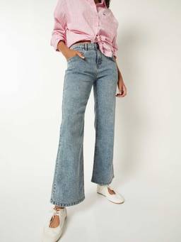 max - Blue Solid Cotton Blend Regular Jeans