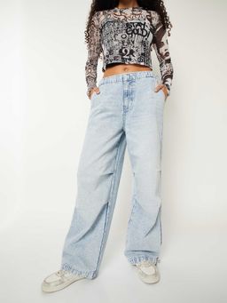 max - Blue Solid Pure Cotton Regular Jeans