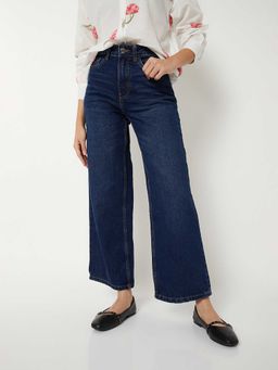 max - Blue Solid Pure Cotton Regular Jeans