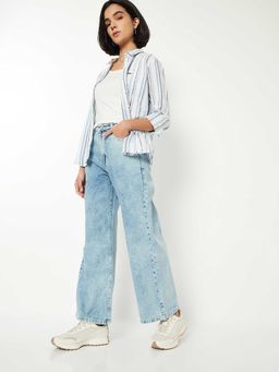 max - Blue Solid Pure Cotton Regular Jeans