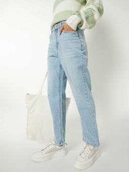 max - Blue Solid Cotton Blend Regular Jeans