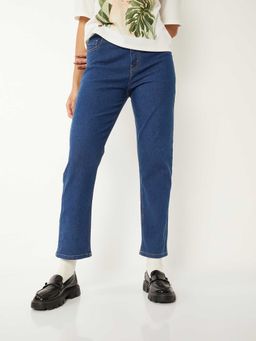 max - Blue Solid Pure Cotton Regular Jeans
