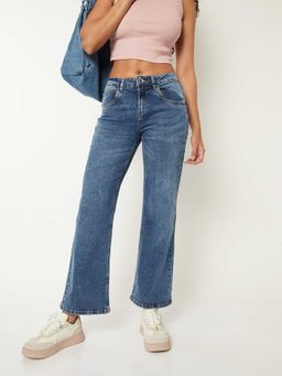 max - Blue Solid Cotton Blend Regular Jeans