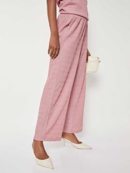 max - Pink Textured Polyester Blend Regular Trouser