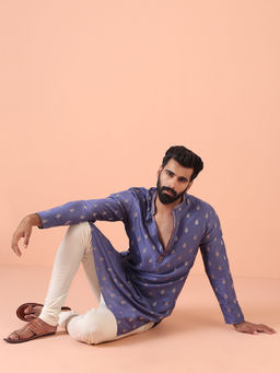 KISAH - Blue Woven Design Kurta with Churidar (Set of 2)
