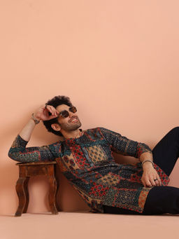 KISAH - Men Multi Printed Abstract Kurta with Pant (Set of 2)