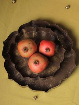 The Confetti Tree - Antique Brown Finish Lotus Urli Decorative Metal Bowl (Pack of 2)