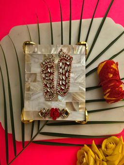 Homearte - White Mother Of Pearl Laxmi Charan Paduka