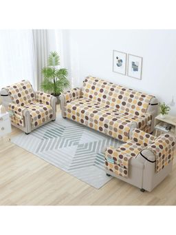 Story@Home - Microfiber Solid 3+1+1 Seater Sofa Cover - Beige (Pack of 3)