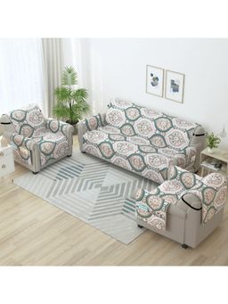 Story@Home - Microfiber Solid 3+1+1 Seater Sofa Cover - Green (Pack of 3)