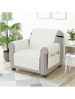 Story@Home - Microfiber Solid 1 Seater Sofa Cover - off White