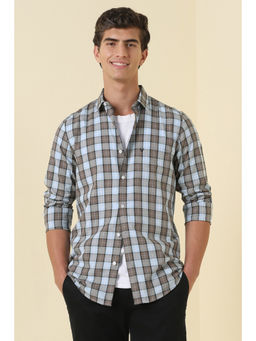 Allen Solly - Men Light Blue Slim Fit Check Full Sleeves Casual Shirt