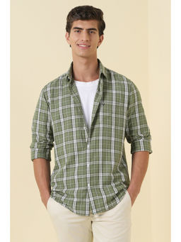 Allen Solly - Men Olive Check Full Sleeves Casual Shirt