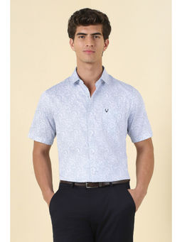 Allen Solly - Men Light Blue Print Half Sleeves Formal Shirt