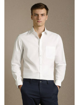 Louis Philippe - Men White Textured Full Sleeves Formal Shirt