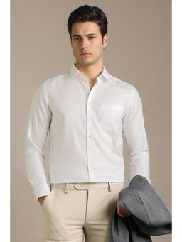 Louis Philippe - Men White Textured Full Sleeves Formal Shirt