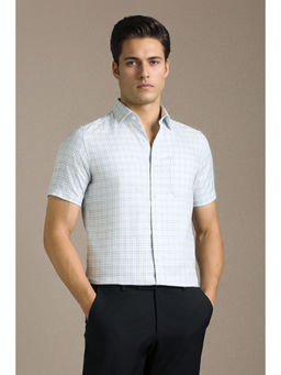 Louis Philippe - Men Light Blue Check Half Sleeves Formal Shirt