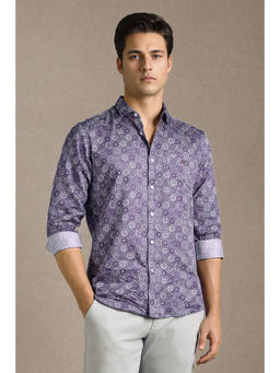 Louis Philippe - Men Purple Print Full Sleeves Casual Shirt
