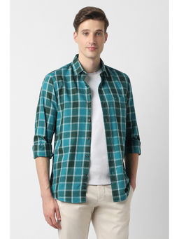 Peter England - Men Blue Slim Fit Full Sleeves Casual Shirt