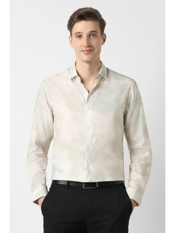 Peter England - Men Beige Slim Fit Full Sleeves Formal Shirt