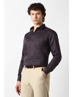 Van Heusen - Men Purple Print Full Sleeves Party Shirt