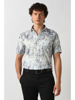 Van Heusen - Men Grey Print Half Sleeves Party Shirt
