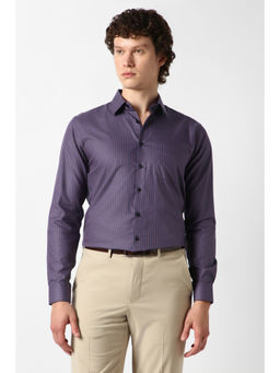Van Heusen - Men Purple Check Full Sleeves Formal Shirt