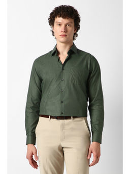 Van Heusen - Men Olive Check Full Sleeves Formal Shirt