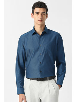 Van Heusen - Men Blue Textured Full Sleeves Wedding Shirt