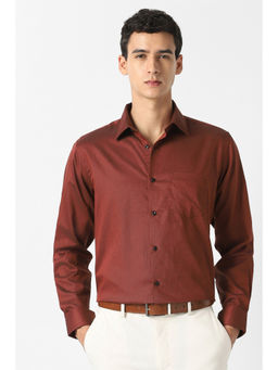 Van Heusen - Men Maroon Textured Full Sleeves Wedding Shirt