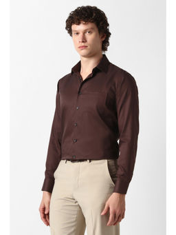 Van Heusen - Men Brown Check Full Sleeves Formal Shirt