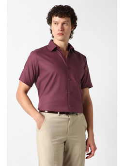 Van Heusen - Men Wine Check Half Sleeves Formal Shirt
